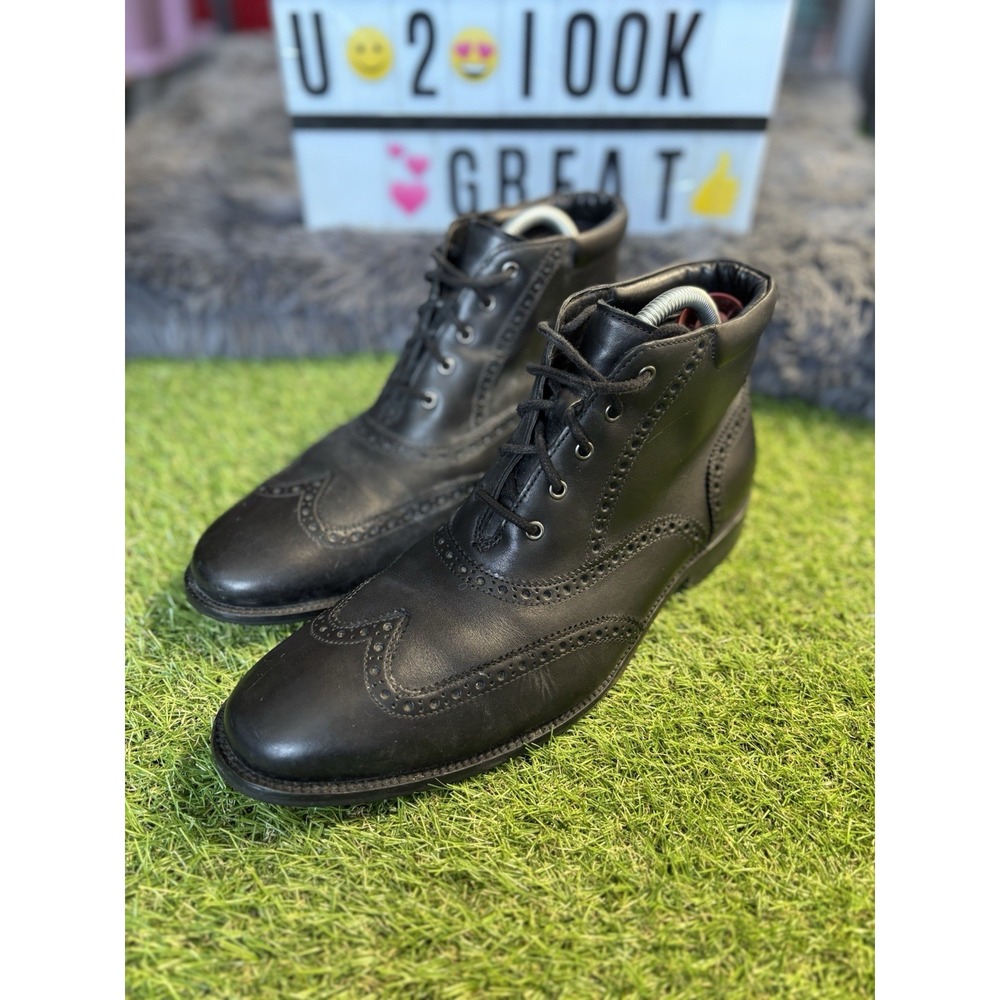 Cole Haan Boots Mens Size 9 Black Leather Wingtip Oxford‎ Chukka lace up Ankle